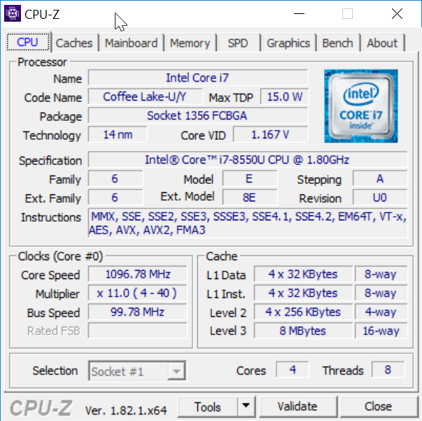 Dell Inspiron 13 7000 CPU-Z